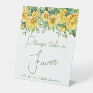 Yellow Sage Floral Bridal Shower Favour Pedestal Sign