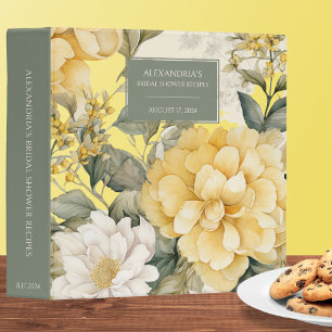 Yellow, Sage & White Floral Bridal Shower Recipe  Binder