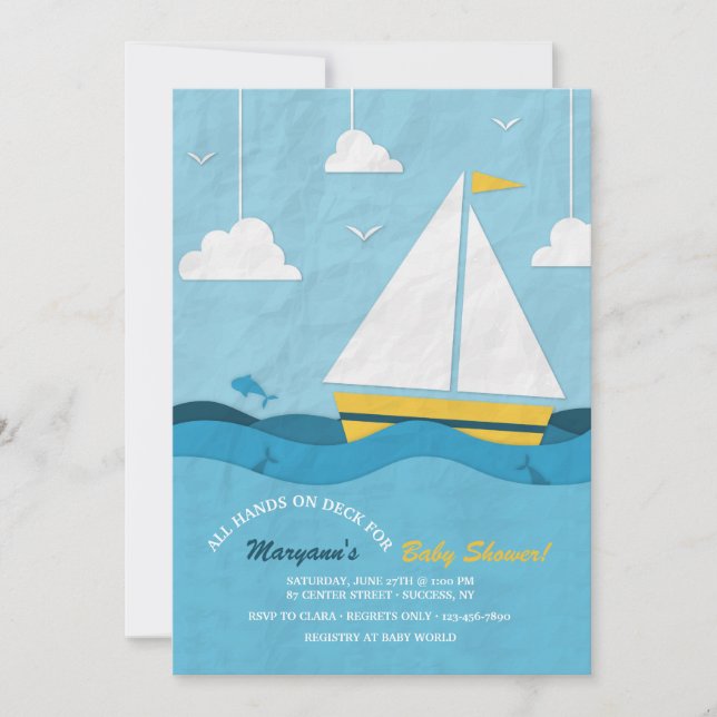 Yellow Sailboat Invitation (Front)