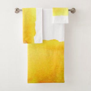 Yellow sand watercolor beach theme bath towel set