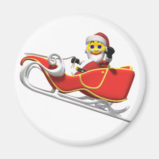 Yellow santa in his christmas sleigh magnet