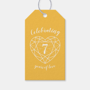 Yellow Sapphire 7th wedding anniversary heart Gift Tags