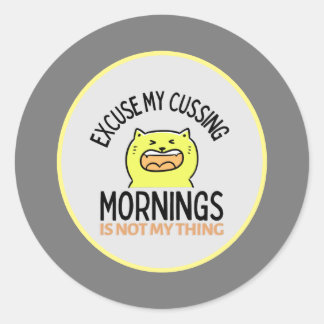 Yellow Sarcastic Funny Cat | Zazzle Classic Round Sticker