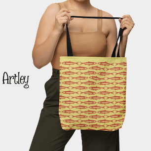 Yellow Sardine Art Pattern Fish Drawings Tote Bag