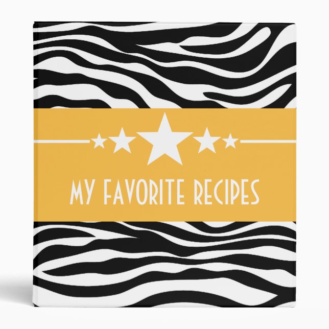 Yellow Sassy Star Zebra (1 pouce) Recette Classeur (Devant)