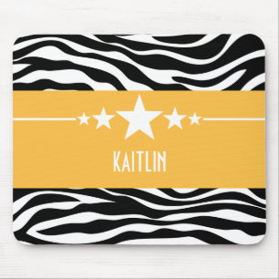 Yellow Sassy Star Zebra Mousepad