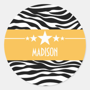 Yellow Sassy Star Zebra Stickers