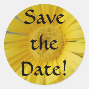 Yellow Save the Date Classic Round Sticker