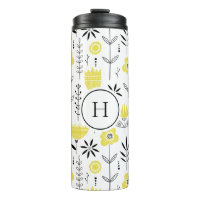Yellow Scandinavian Floral Pattern Monogram