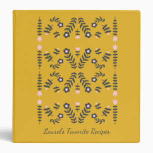 Yellow Scandinavian Flower Personalized Recipe Binder