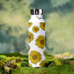 Yellow Scattered Sunflowers Water Bottle