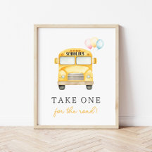 Yellow School Bus Custom Favour Sign