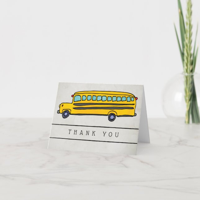 Yellow School Bus Driver Appreciation Thank You Card (Front)