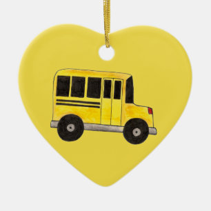 Yellow School Bus Driver Teacher Education Gift Ceramic Ornament