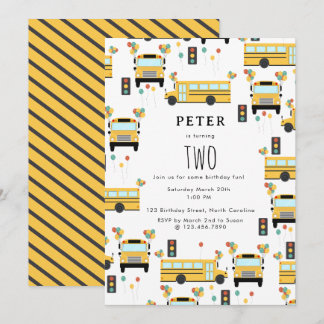Yellow School Bus Kids Birthday Party Invitation