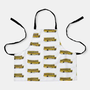 Yellow School Bus Stop Sign Boys Birthday Apron