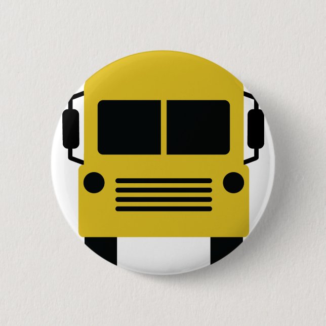 yellow school bus symbol 2 inch round button (Front)