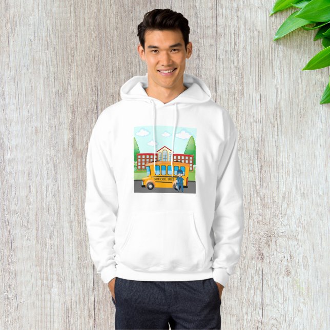 Yellow School Bus with Driver and School Building Hoodie (Creator Uploaded)