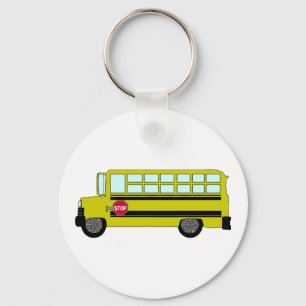 Yellow School Bus with Stop Sign Keychain