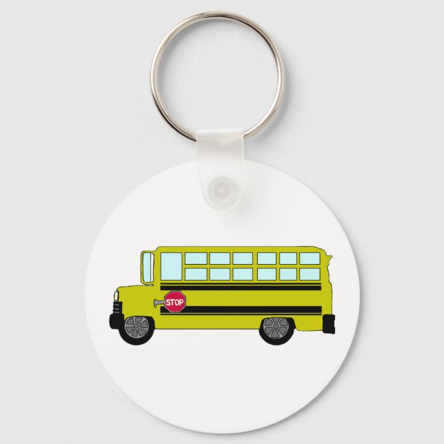 Yellow School Bus with Stop Sign Keychain (Front)