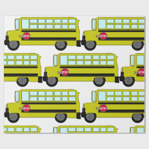 Yellow School Bus with Stop Sign Wrapping Paper