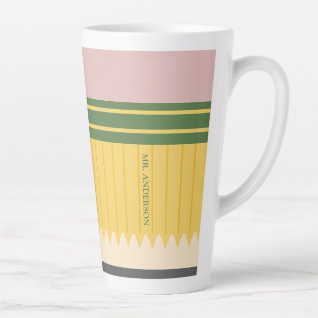 Yellow School Pencil Teachers Personalized Latte Mug (Right)