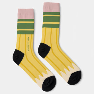 Yellow School Pencil Teachers Personalized Socks