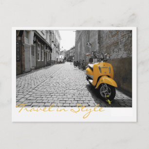 Yellow scooter postcard
