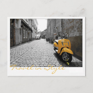 Yellow scooter postcard
