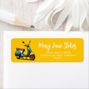 Yellow SCOOTER Return Address Label   Personalised