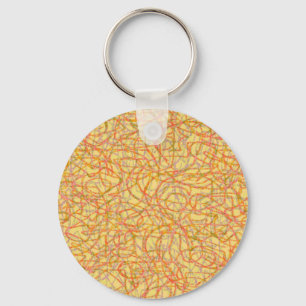 Yellow scribbled lines pattern keychain