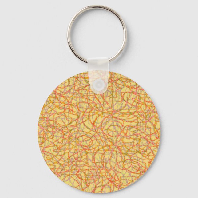 Yellow scribbled lines pattern keychain (Front)