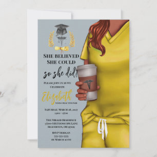 Yellow Scrubs Medical School Graduation Invitation