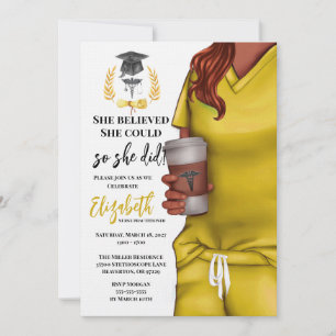 Yellow Scrubs Medical School Graduation Invitation