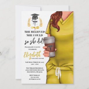 Yellow Scrubs Medical School Graduation Invitation