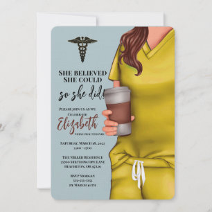 Yellow Scrubs Nursing School Graduation Invitation