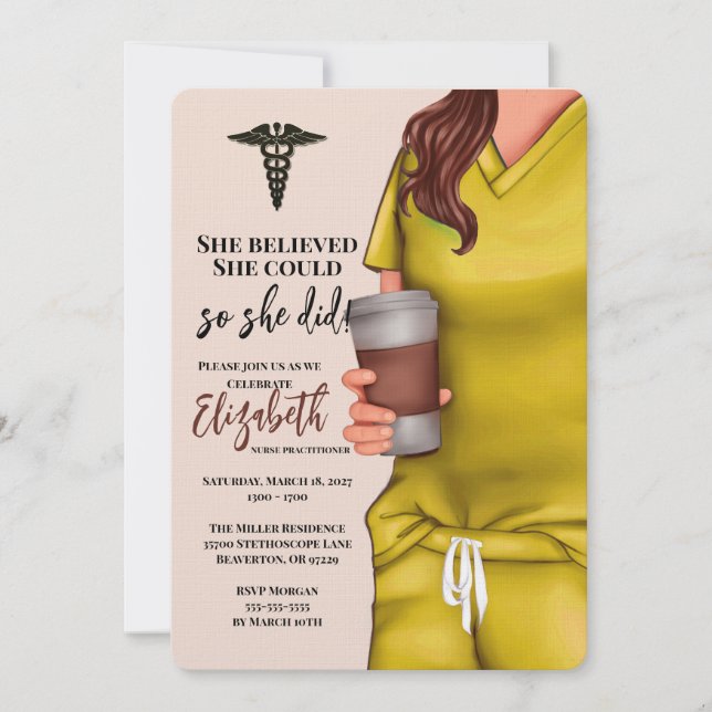 Yellow Scrubs Nursing School Graduation Invitation (Front)