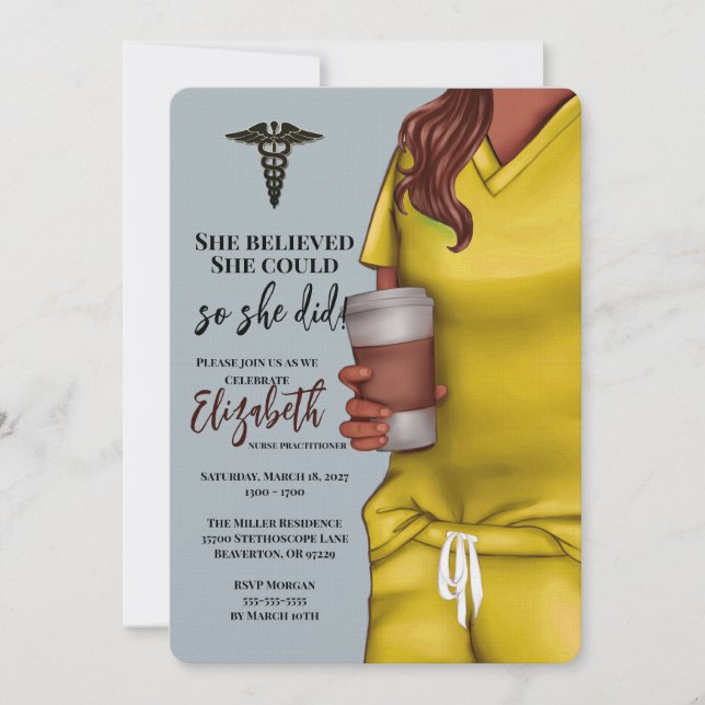 Yellow Scrubs Nursing School Graduation Invitation (Front)