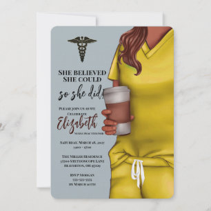 Yellow Scrubs Nursing School Graduation Invitation
