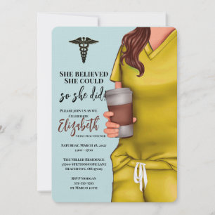 Yellow Scrubs Nursing School Graduation Invitation