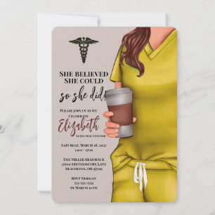 Yellow Scrubs Nursing School Graduation Invitation
