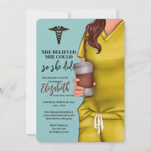 Yellow Scrubs Nursing School Graduation Invitation