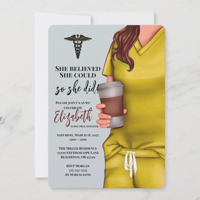Yellow Scrubs Nursing School Graduation Invitation (Front)