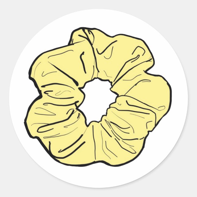 Yellow Scrunchie  Classic Round Sticker (Front)