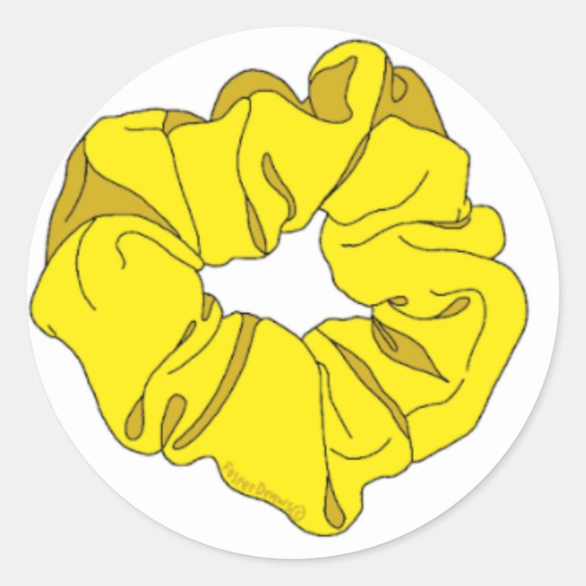 💛yellow scrunchie sticker💛 classic round sticker (Front)
