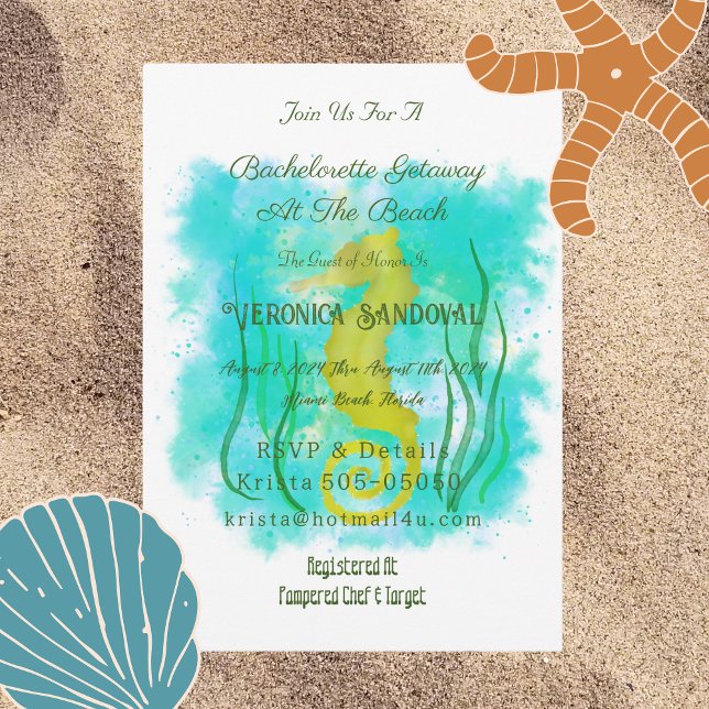 Yellow seahorse under the sea  invitation (Creator Uploaded)