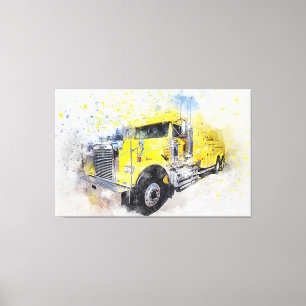 Yellow Semi Tow Truck Canvas Print