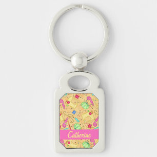Yellow Sewing Notions Art Name Personalizd Keychain
