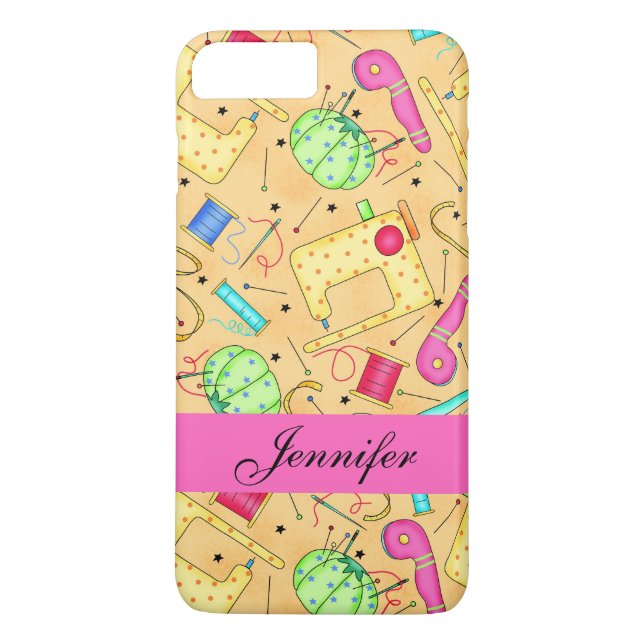 Yellow Sewing Notions Art Name Personalized Case-Mate iPhone Case (Back)