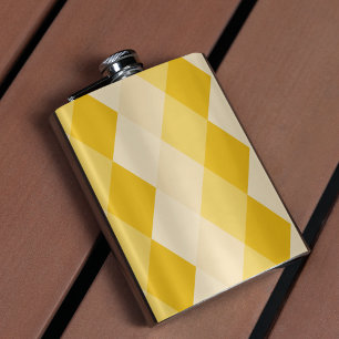 Yellow Shade Rhombus Shape Pattern Hip Flask